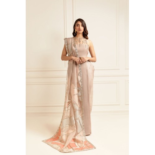 Pale Dogwood Peony Saree Pants