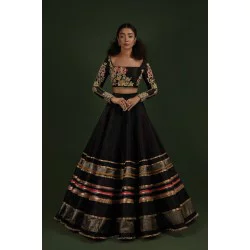 Black Peony Lehenga