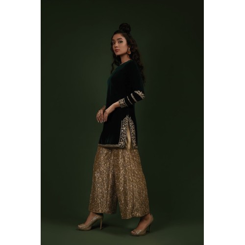 Green Gold Peony Trousers Suit Green Gold Peony Trousers Suit