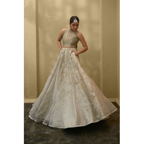 Champagne Mauve Peony Lehenga