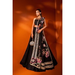 Black Peony Lehenga Choli