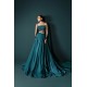 Teal Peony Lehenga with Drape
