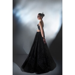 Black Peony Lehenga