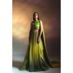 Moss Green Peony Lehenga