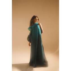 Blue Ombre Peony Party Wear