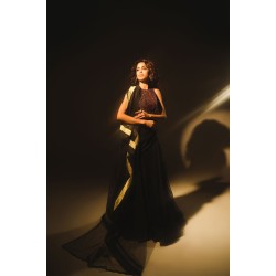 Black Peony Lehenga Saree