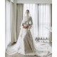 Off White Peony Gown with Veil