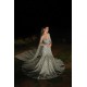 Ash Gray Peony Gown with Veil