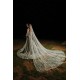 Ash Gray Peony Gown with Veil