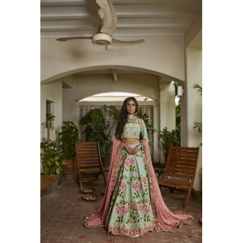 Laurel Green Zephyr Lehenga