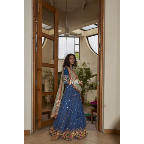 Marian Blue Zephyr Lehenga