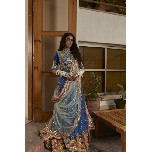 Marian Blue Zephyr Lehenga