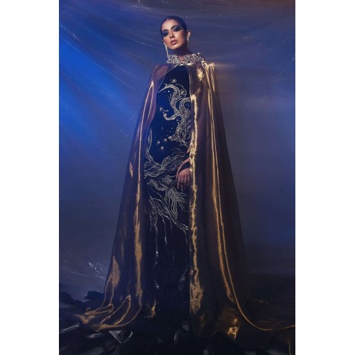 Black Zenobia Halter Top and Mermaid Lehenga