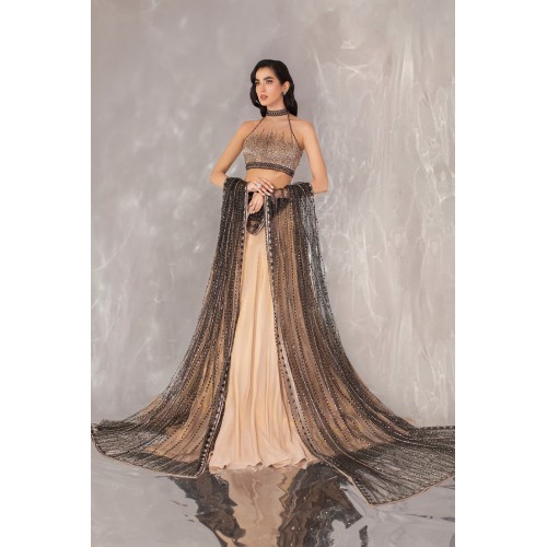 Light Apricot Zenobia Lehenga