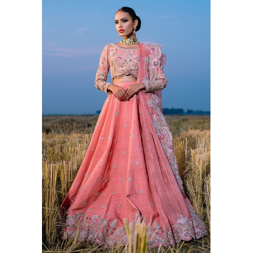 Deep Coral Wisteria Lehenga Deep Coral Wisteria Lehenga