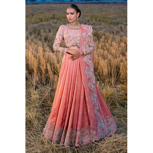 Deep Coral Wisteria Lehenga Deep Coral Wisteria Lehenga