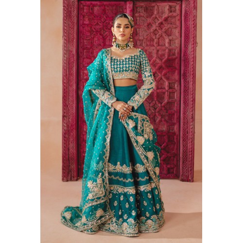 Dark Teal Wisteria Lehenga Dark Teal Wisteria Lehenga