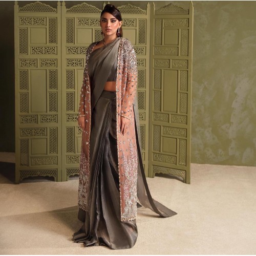Dark Salmon Balsam Saree and Jacket