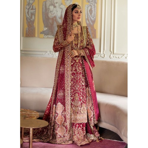 Carmine Flora Farshi Lehenga