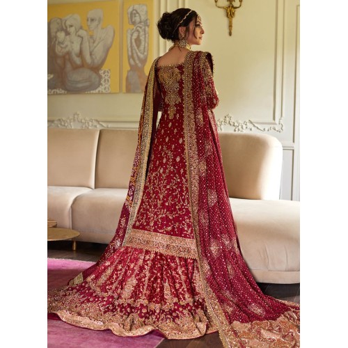Carmine Flora Farshi Lehenga