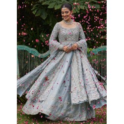 Turquoise Nude Flora Farshi Lehenga