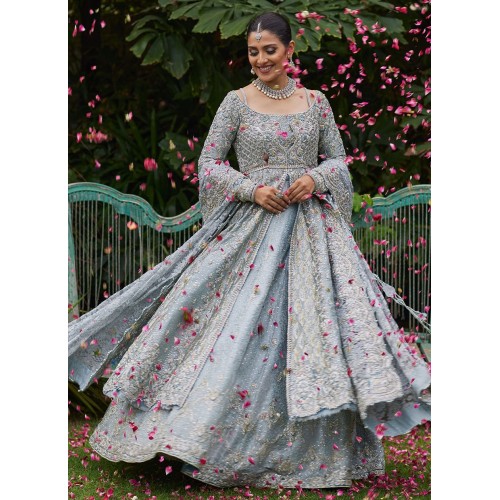 Turquoise Nude Flora Farshi Lehenga