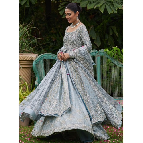 Turquoise Nude Flora Farshi Lehenga