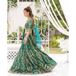 Dark Teal Flora Lehenga Choli
