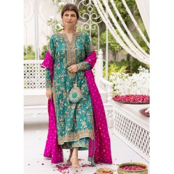 Dark Cyan Flora Shirt and Izaar