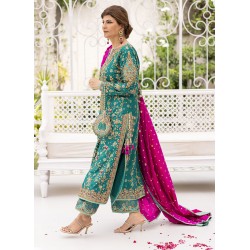 Dark Cyan Flora Shirt and Izaar Dark Cyan Flora Shirt and Izaar