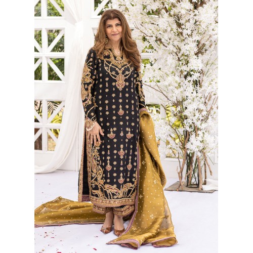 Black Flora Long Shirt and Izaar