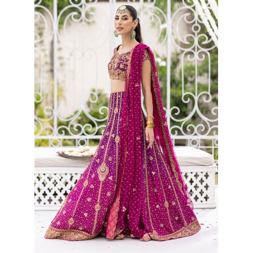 Byzantium and Magenta Dye Flora Lehenga Choli Byzantium and Magenta Dye Flora Lehenga Choli