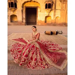 Rich Carmine Forsythia Lehenga Choli