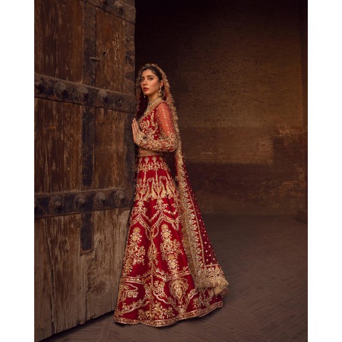 Rich Carmine Forsythia Lehenga Choli