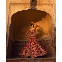 Rich Carmine Forsythia Lehenga Choli