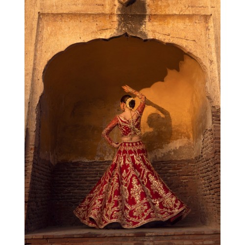 Rich Carmine Forsythia Lehenga Choli
