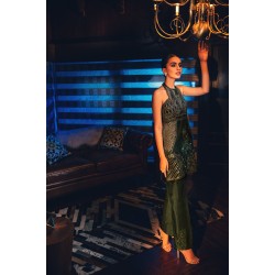Dark Green Nerine Halter Neck Shirt and Trousers
