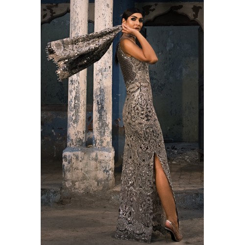 Charcoal Nerine Maxi and Shrug