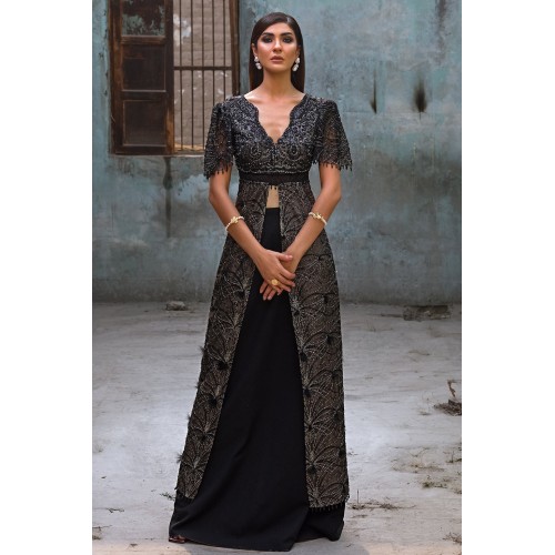 Black Nerine Long Shirt and Skirt