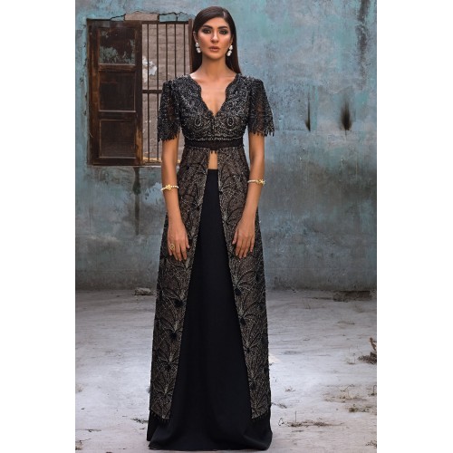 Black Nerine Long Shirt and Skirt
