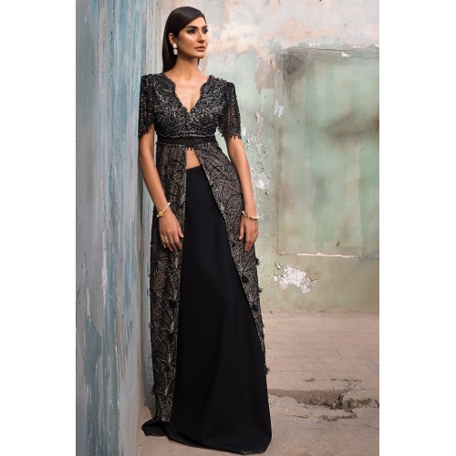 Black Nerine Long Shirt and Skirt