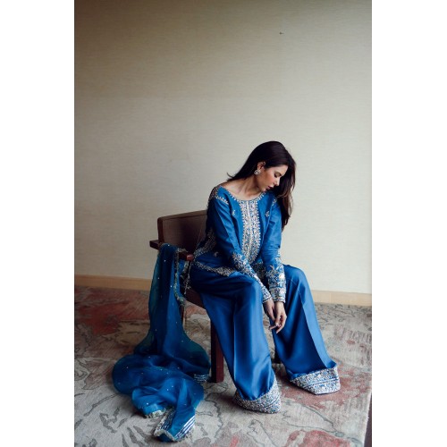 Dark Cerulean Nerine Shalwar Kameez