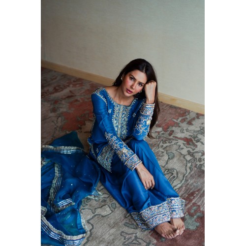 Dark Cerulean Nerine Shalwar Kameez