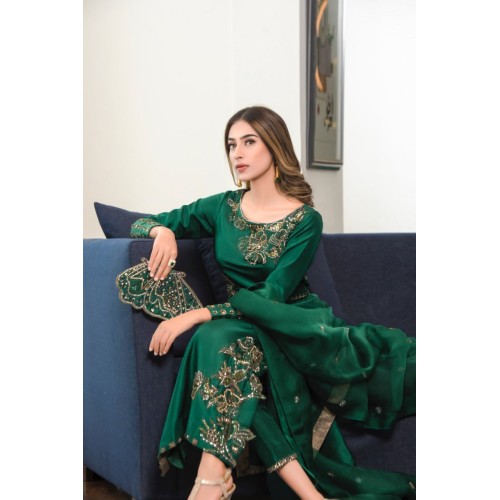 Bottle Green Azalea Party Wear