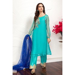 Fluorescent Blue Azalea Party Wear