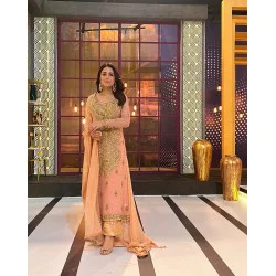Peach Nemesia Long Shirt and Flared Pants