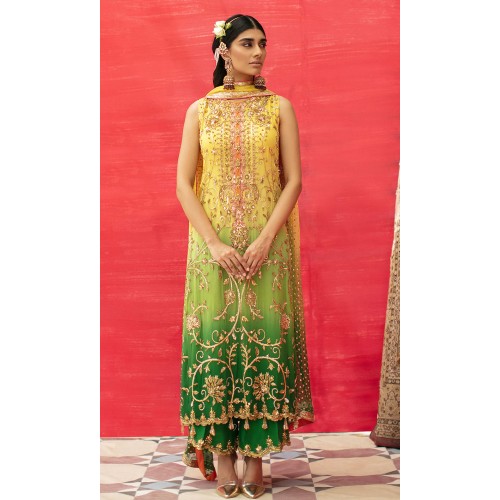 Golden Medow Ombre Nemesia Party Wear Golden Medow Ombre Nemesia Party Wear