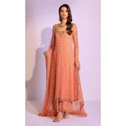 Vivid Tangerine Nemesia Long Shirt and Izaar