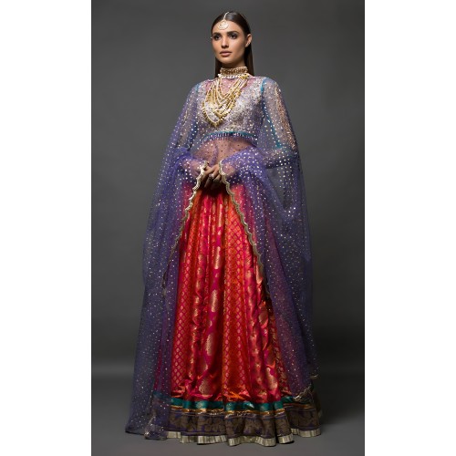 Razzmatazz and Orange-Red Nemesia Lehenga
