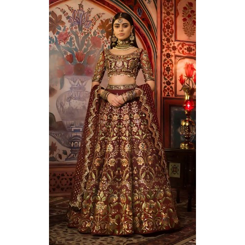 Chocolate Cosmos Nemesia Lehenga Choli